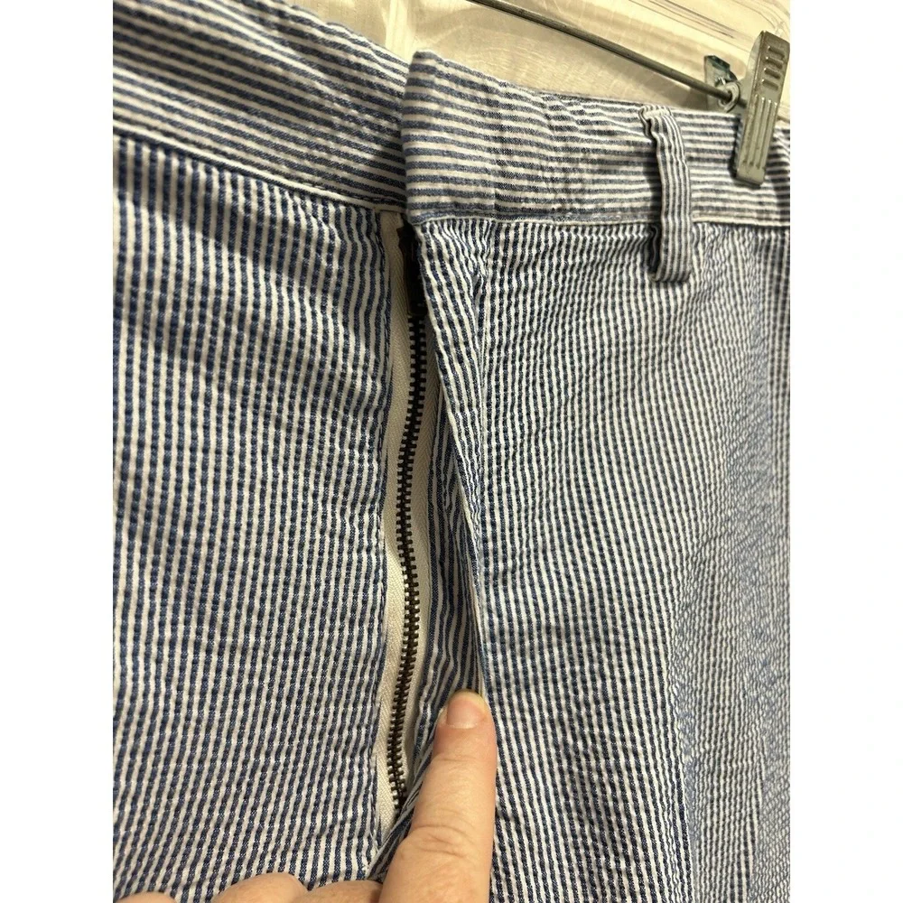 Banana Republic Aiden Club Short Mens 38‎ Blue White Seersucker Striped Shorts